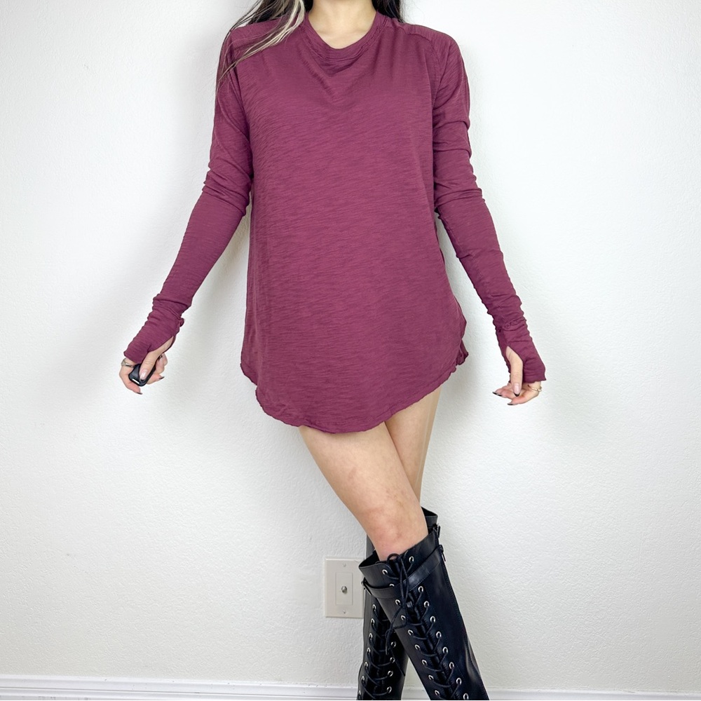 Free People Burgundy Oversized Shirt